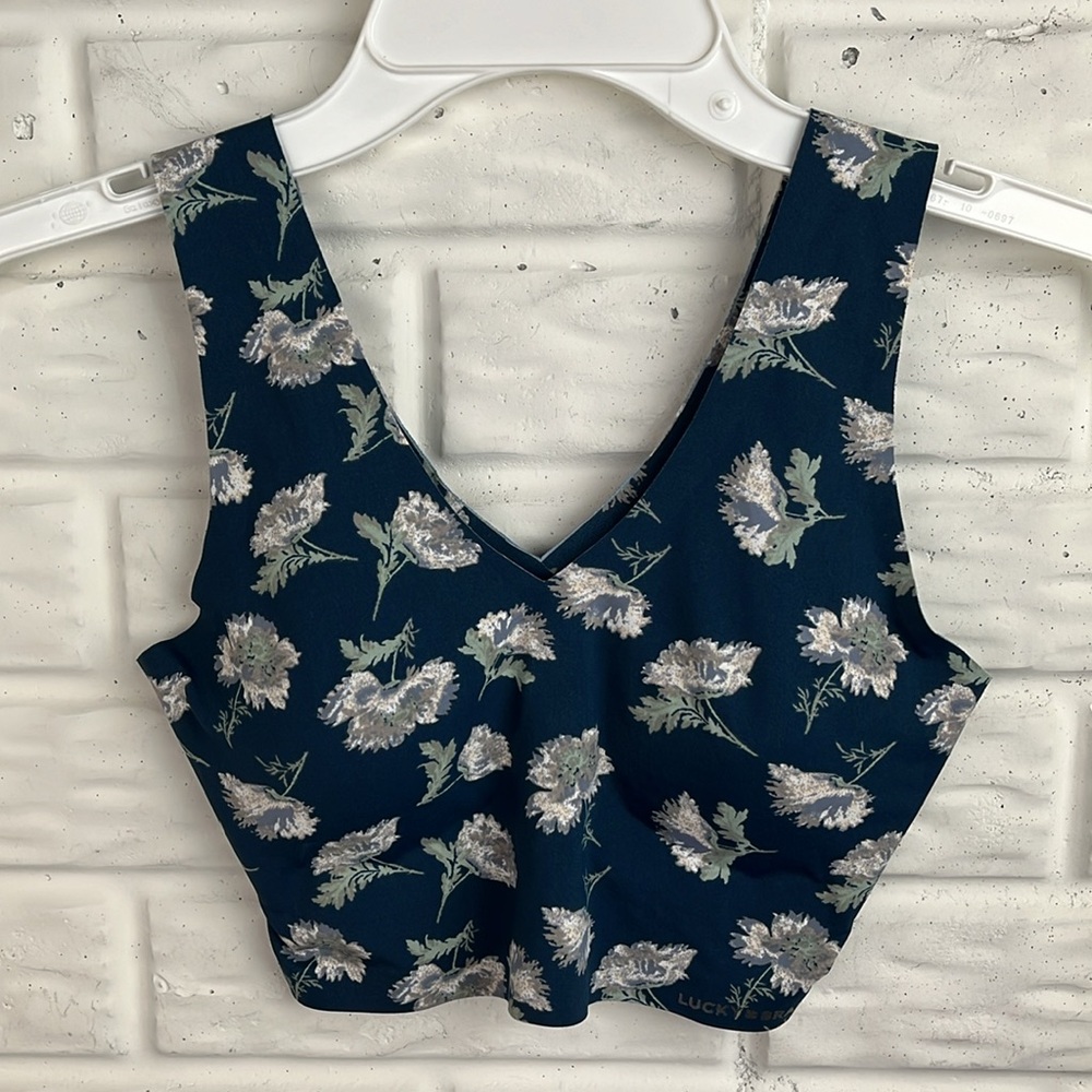 LUCKY BRAND BRALETTES SET OF 2 FLORAL AND OFF WHITE SEEMLESS SIZE SMALL NWOT - Picture 8 of 14